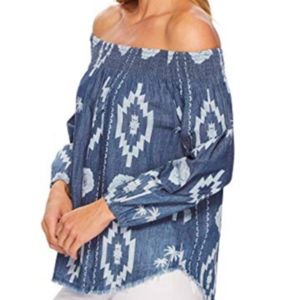 Soft Denim  Chambray Off the Shoulder Top